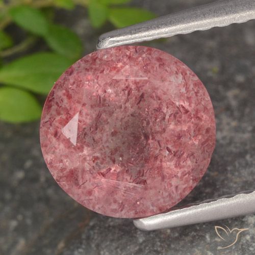 1.79ct 天然 玫瑰粉色 草莓石英, 圆形的, 半透明