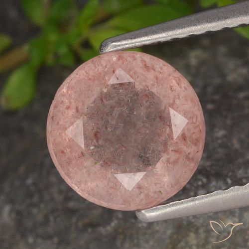 1.72ct 天然 中粉红色 草莓石英, 圆形的, 半透明