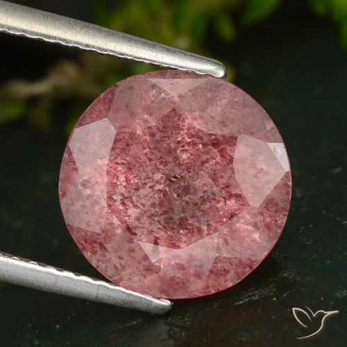 4.31ct 天然 深粉色 草莓石英, 圆形的, 半透明