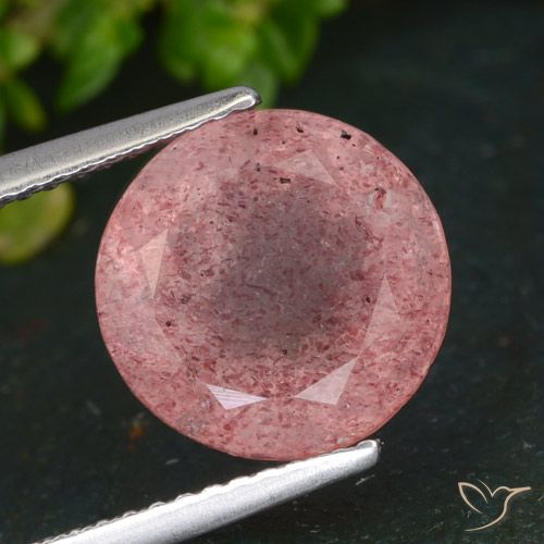 4.84ct 天然 深粉色 草莓石英, 圆形的, 半透明