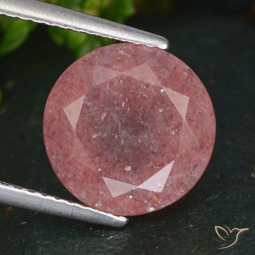 4.76ct 天然 中深粉色 草莓石英, 圆形的, 半透明