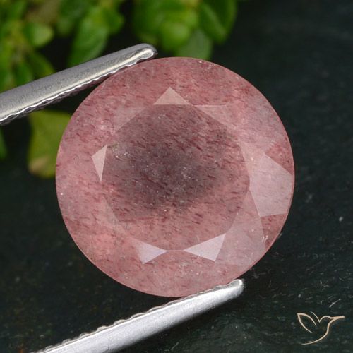 4.31ct 天然 玫瑰粉色 草莓石英, 圆形的, 半透明