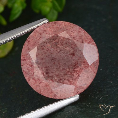 4.29ct 天然 深粉色 草莓石英, 圆形的, 半透明