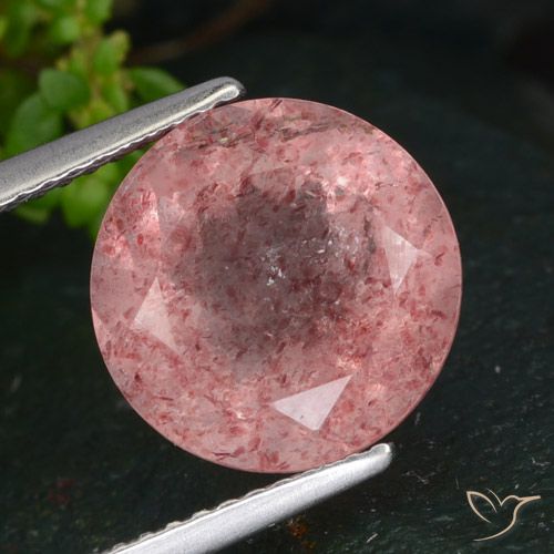 5.02ct 天然 玫瑰粉色 草莓石英, 圆形的, 半透明