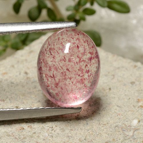 3.32ct 天然 中粉红色 草莓石英, 椭圆形, 半透明