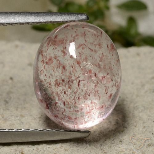 5.09ct 天然 浅粉色 草莓石英, 椭圆形, 半透明