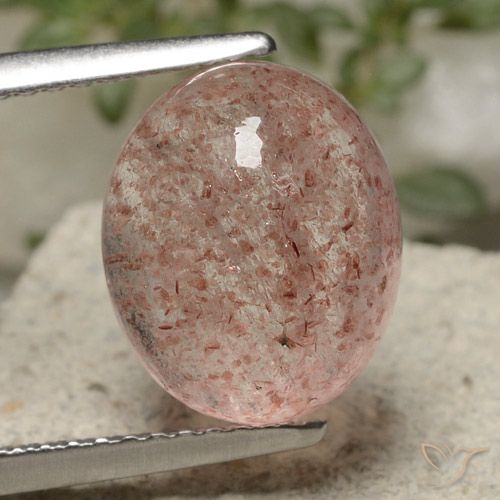 4.63ct 天然 浅淡粉色 草莓石英, 椭圆形, 半透明