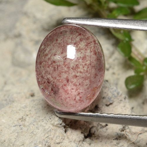 3.93ct 天然 浅粉色 草莓石英, 椭圆形, 半透明
