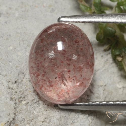 3.40ct 天然 印度红 草莓石英, 椭圆形, 半透明