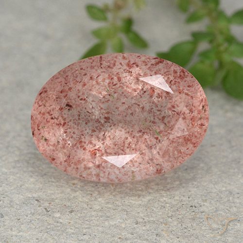 5.83ct 天然 玫瑰粉色 草莓石英, 椭圆形, 半透明