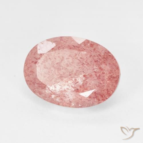 6.12ct 天然 浅淡粉色 草莓石英, 椭圆形, 半透明