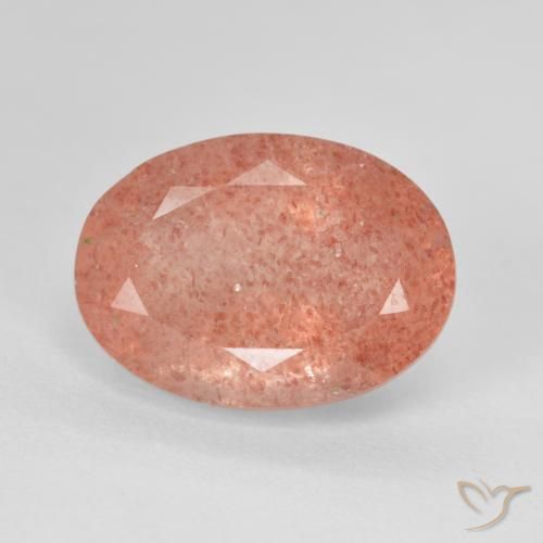 6.41ct 天然 橙粉色 草莓石英, 椭圆形, 半透明