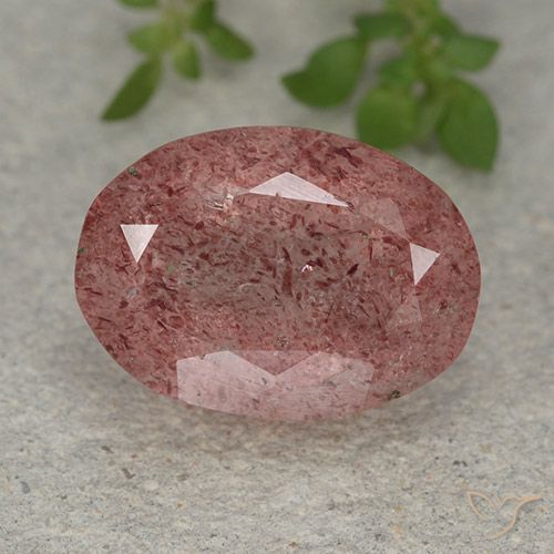 6.14ct 天然 玫瑰粉色 草莓石英, 椭圆形, 半透明