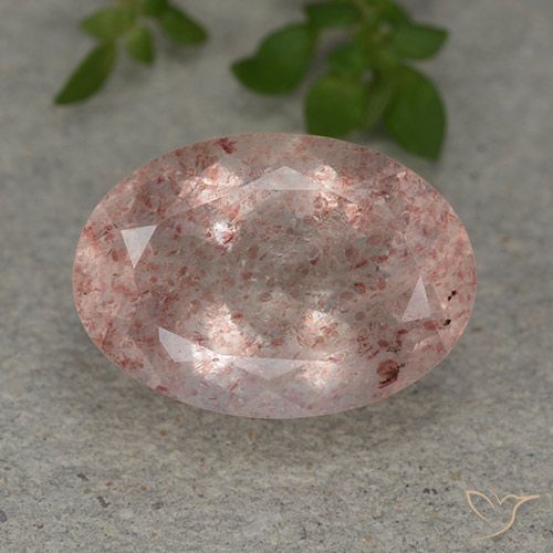 5.91ct 天然 深玫瑰粉色 草莓石英, 椭圆形, 半透明