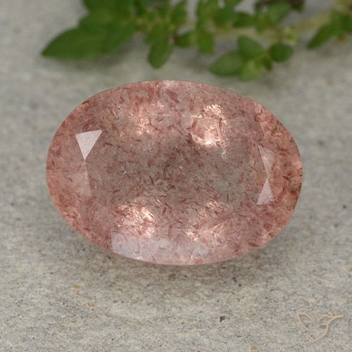 6.40ct 天然 中粉红色 草莓石英, 椭圆形, 半透明