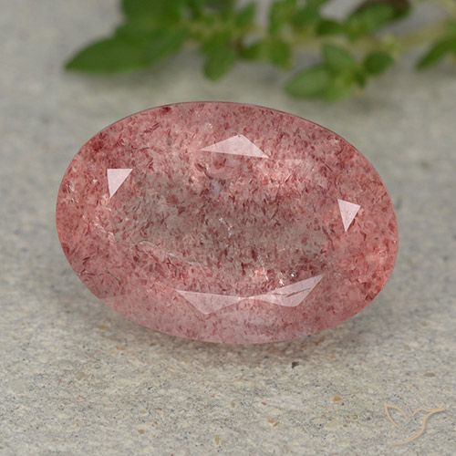 5.85ct 天然 浅淡粉色 草莓石英, 椭圆形, 半透明