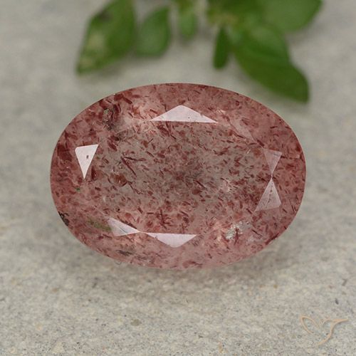 5.89ct 天然 中粉红色 草莓石英, 椭圆形, 半透明