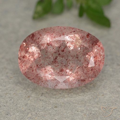 5.49ct 天然 中浅粉色 草莓石英, 椭圆形, 半透明