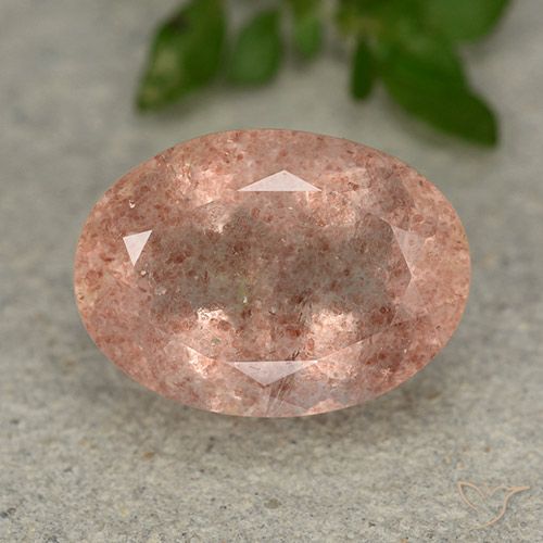 6.41ct 天然 桃玫瑰 草莓石英, 椭圆形, 半透明