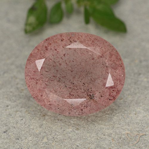 5.64ct 天然 大地粉色 草莓石英, 椭圆形, 半透明