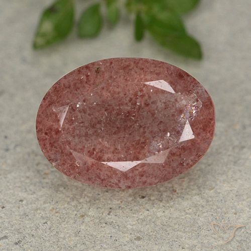 6.45ct 天然 中粉红色 草莓石英, 椭圆形, 半透明