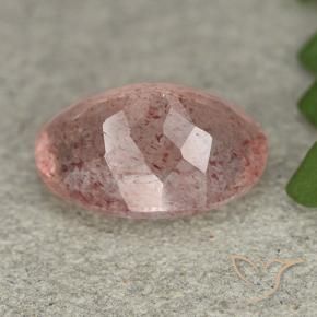 5.17克拉天然草莓石英，椭圆形，半透明