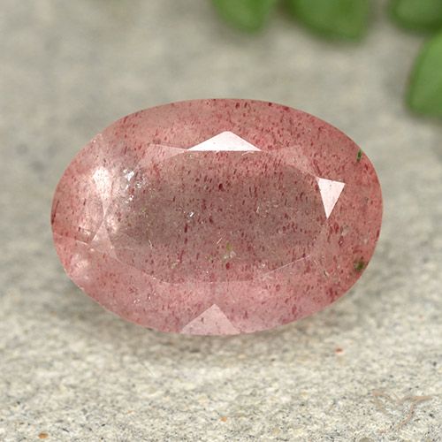 5.75ct 天然 中浅粉色 草莓石英, 椭圆形, 半透明