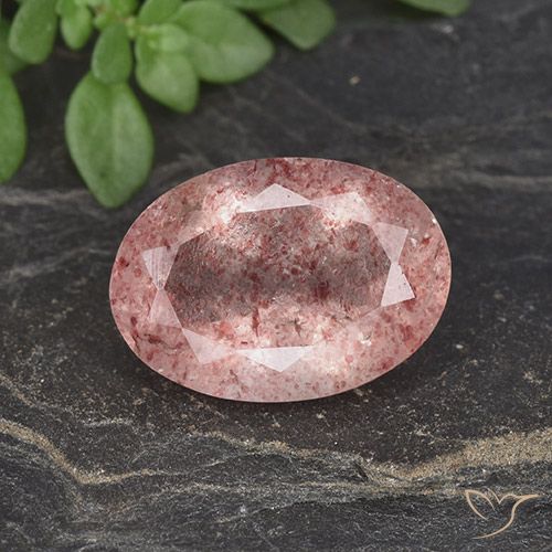 4.78ct 天然 中浅粉色 草莓石英, 椭圆形, 半透明