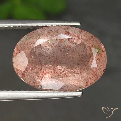 5.56ct 天然 桃橙色 草莓石英, 椭圆形, 半透明