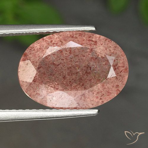 4.93ct 天然 中粉红色 草莓石英, 椭圆形, 半透明