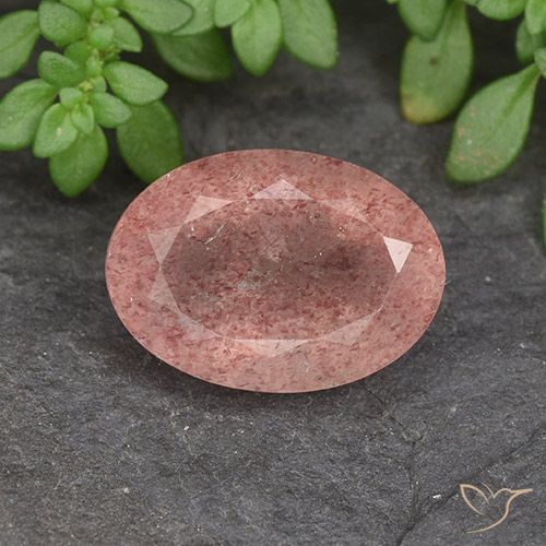 5.87ct 天然 浅淡粉色 草莓石英, 椭圆形, 半透明