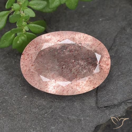 4.78ct 天然 中浅粉色 草莓石英, 椭圆形, 半透明