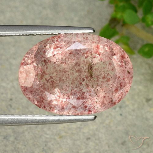 6.28ct 天然 大地粉色 草莓石英, 椭圆形, 半透明