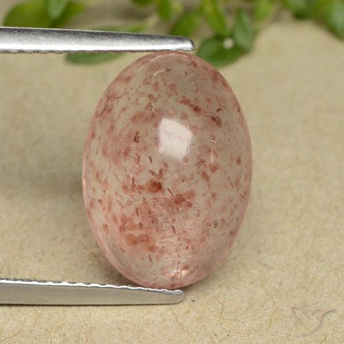 5.39ct 天然 桃玫瑰 草莓石英, 椭圆形, 半透明