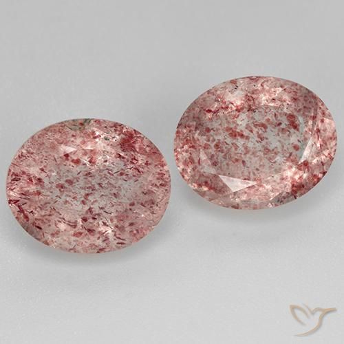 7.30天然粉色草莓石英，椭圆形切割，11.1×9.1毫米，透明