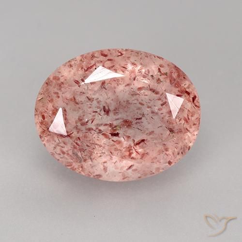 3.86ct 天然 中浅粉色 草莓石英, 椭圆形, 透明