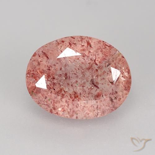 3.34ct 天然 中粉红色 草莓石英, 椭圆形, 半透明