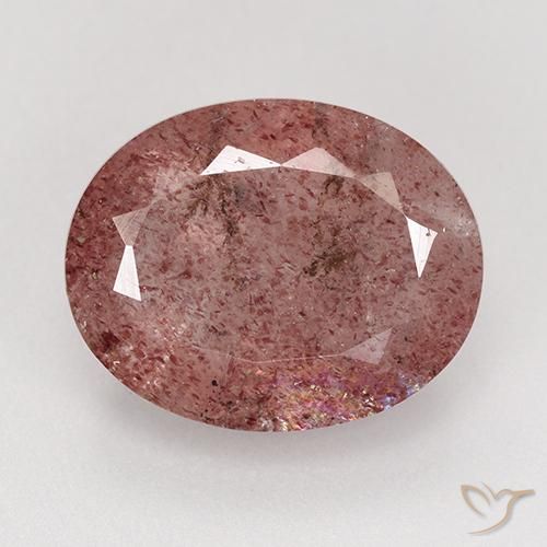 7.65克拉天然草莓石英，椭圆形切割，半透明