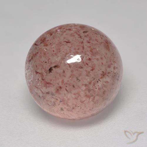 5.93ct 天然 浅淡粉色 草莓石英, 圆形的, 半透明