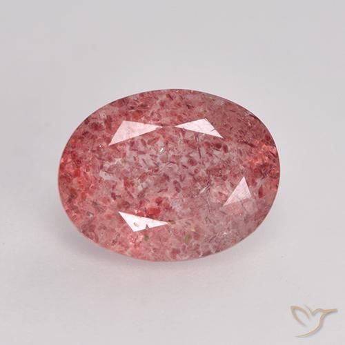 1.68ct 天然 中深粉色 草莓石英, 椭圆形, 半透明