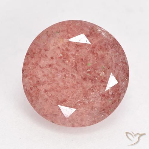 3.23ct 天然 玫瑰粉色 草莓石英, 圆形的, 半透明