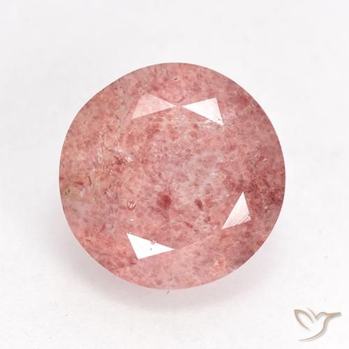 3.59ct 天然 浅淡粉色 草莓石英, 圆形的, 半透明