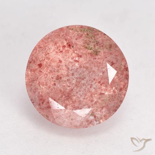 3.97ct 天然 中浅粉色 草莓石英, 圆形的, 半透明