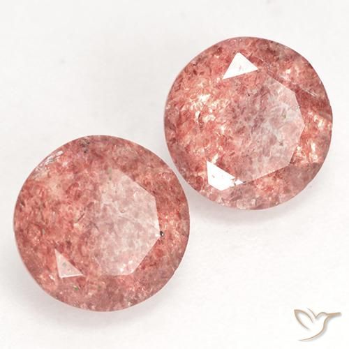 2.25克拉天然草莓石英，圆形切割，半透明