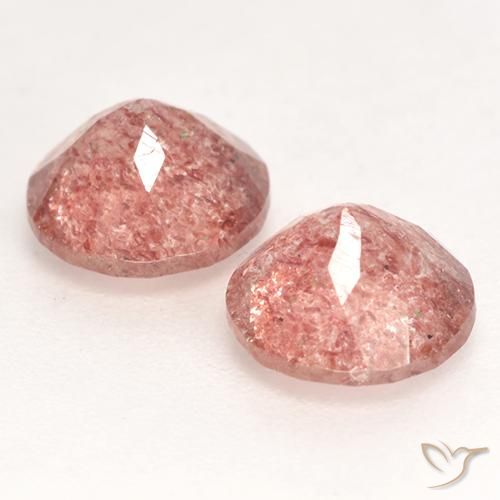 2.25克拉天然草莓石英，圆形切割，半透明