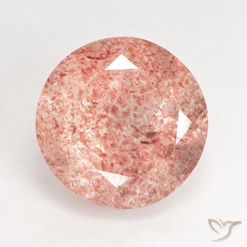 3.70ct 天然 粉橘色 草莓石英, 圆形的, 半透明