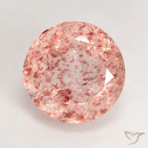 3.86ct 天然 桃玫瑰 草莓石英, 圆形的, 透明