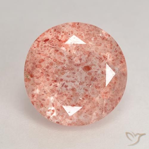 3.77ct 天然 中粉红色 草莓石英, 圆形的, 半透明