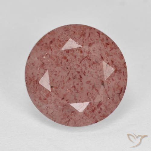6.14ct 天然 中粉红色 草莓石英, 圆形的, 半透明
