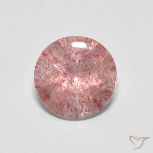 1.14ct 天然 淡泡泡糖粉色 草莓石英, 圆形的, 透明